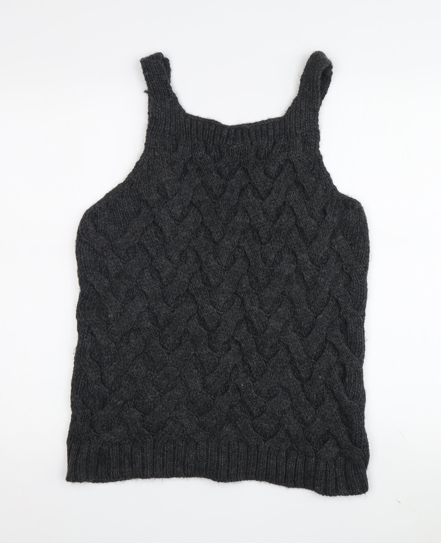 Vila Women's Black Cable-Knit Vest Jumper Size L