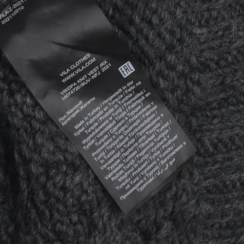 Vila Women's Black Cable-Knit Vest Jumper Size L