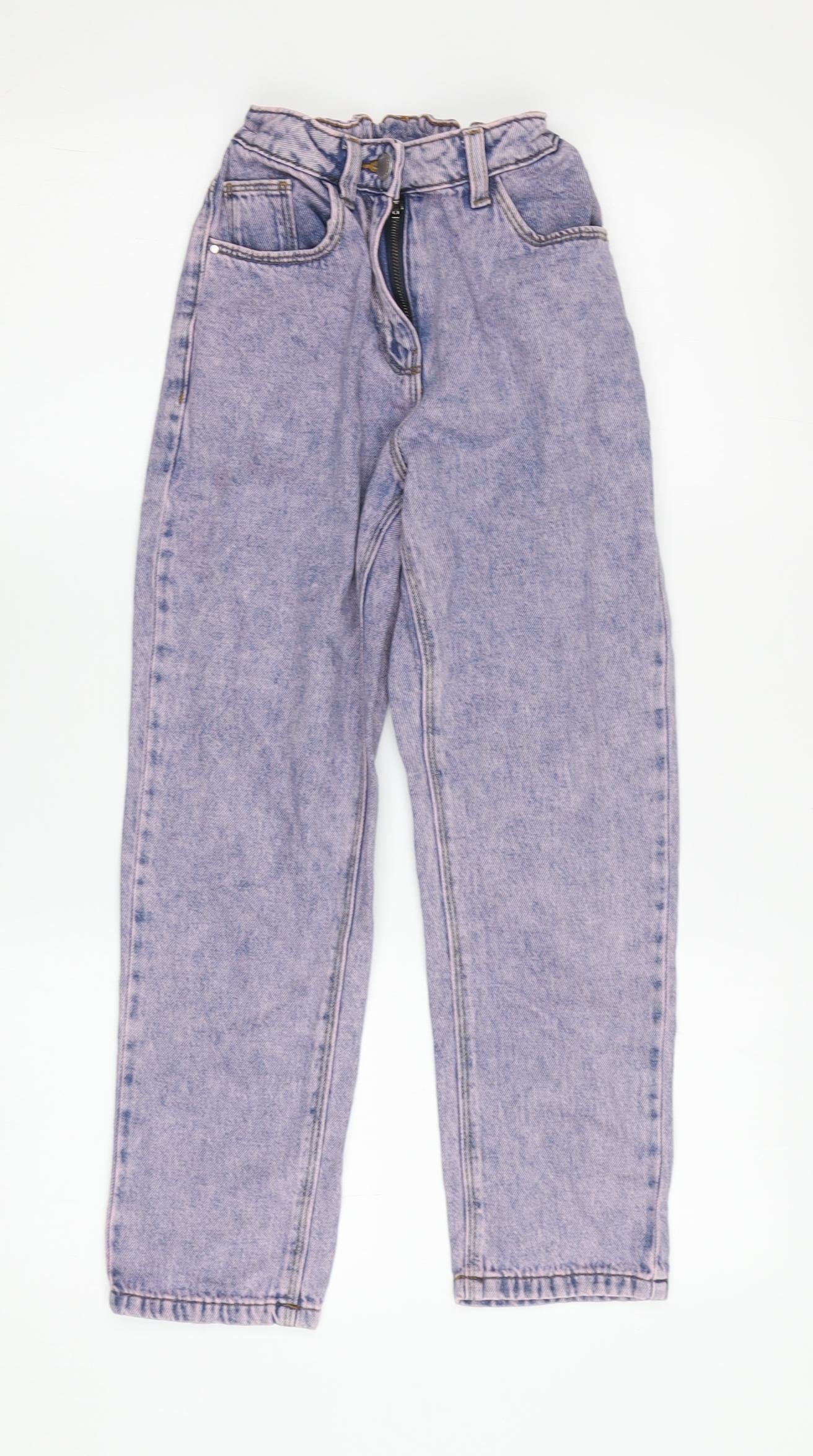 Next Girls Blue Paperbag Jeans, Size 9 Years