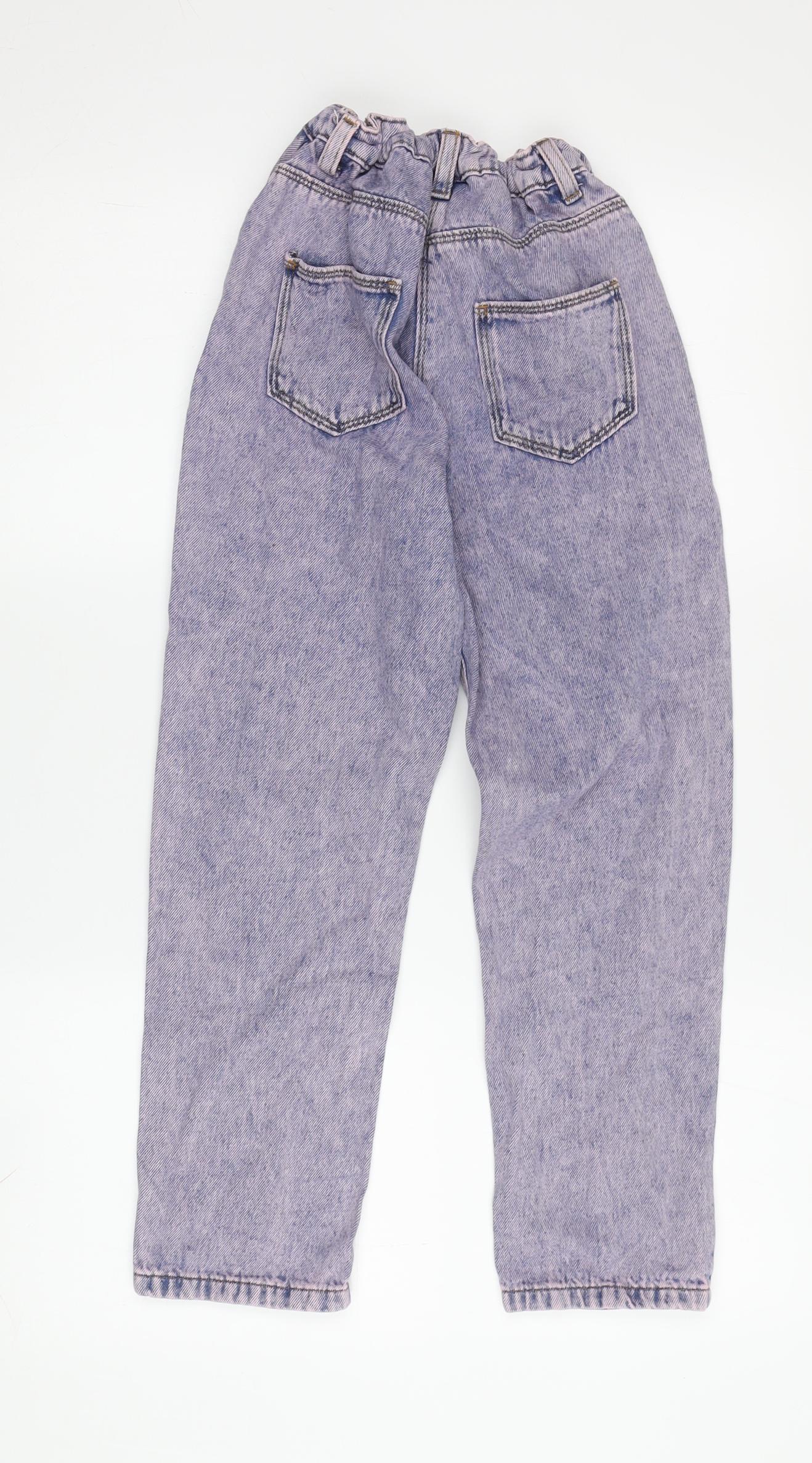 Next Girls Blue Paperbag Jeans, Size 9 Years