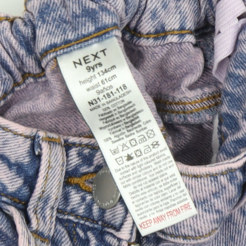 Next Girls Blue Paperbag Jeans, Size 9 Years