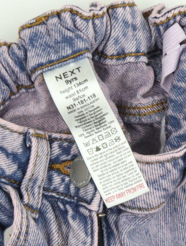 Next Girls Blue Paperbag Jeans, Size 9 Years