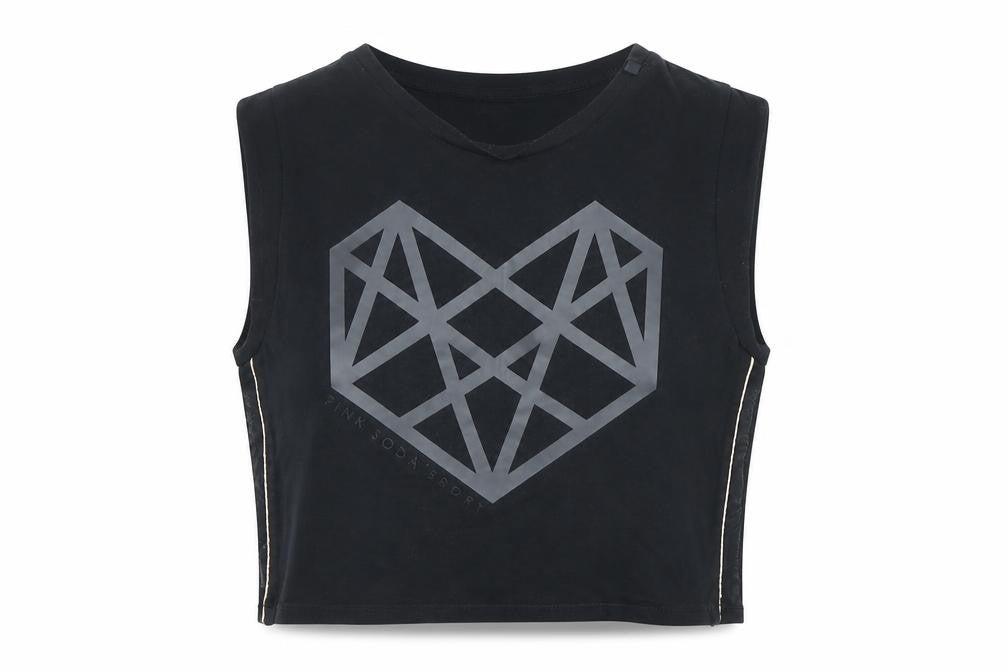 Pink Soda Sport Women's Black Cropped Tank Size 14