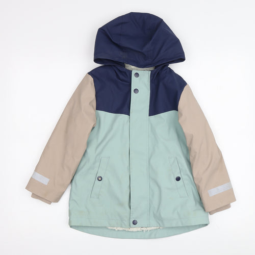 Marks and Spencer Boys' Colourblock Parka, Size 5-6Y, Hooded