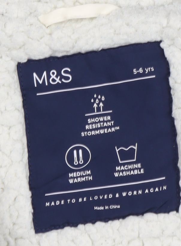 Marks and Spencer Boys' Colourblock Parka, Size 5-6Y, Hooded