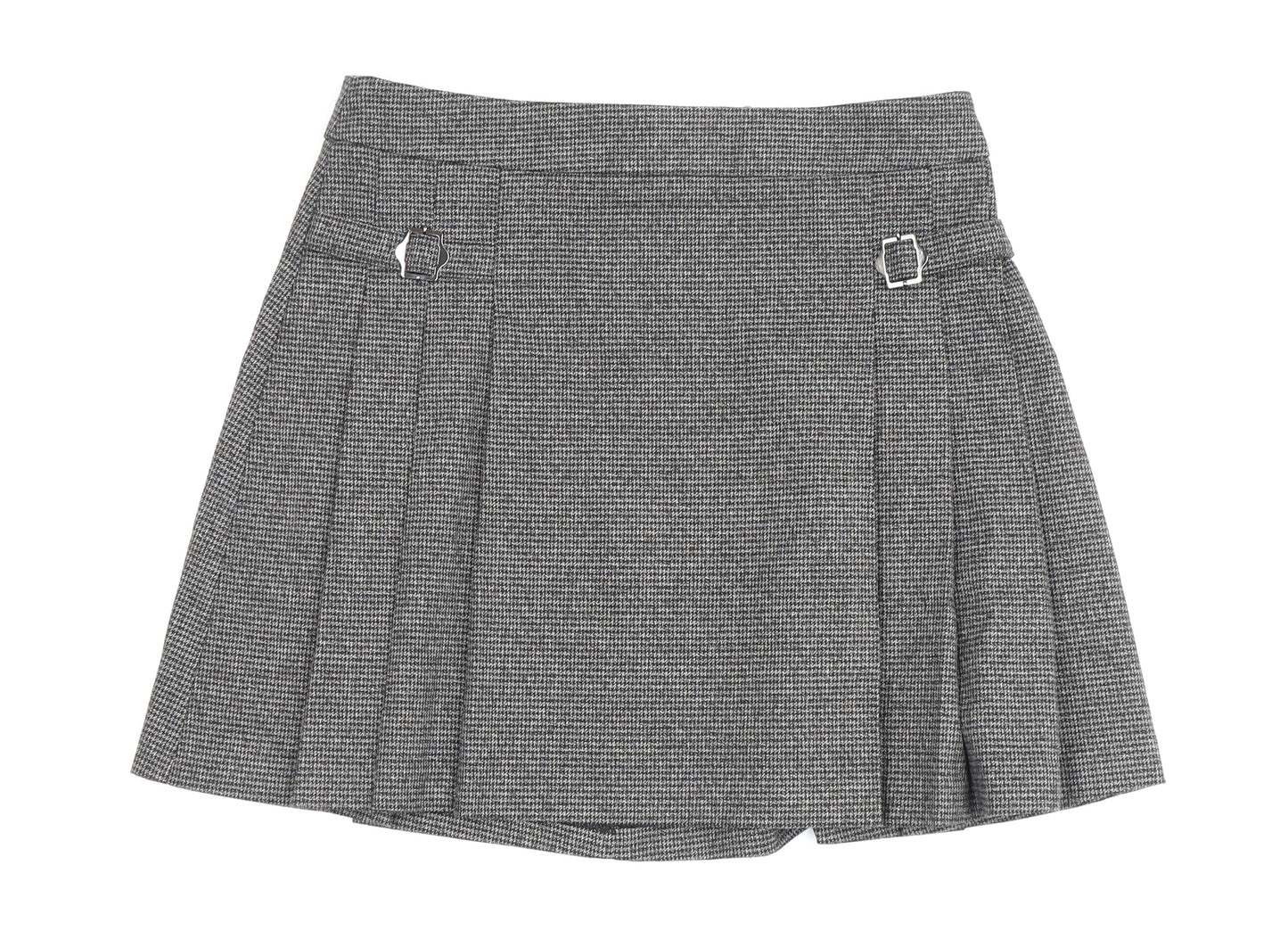 MNG Women's Grey Short Pleated Tweed Skirt M