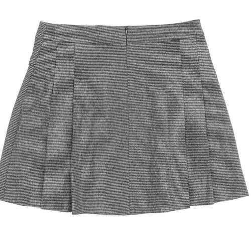 MNG Women's Grey Short Pleated Tweed Skirt M
