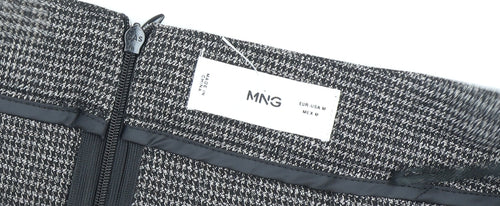 MNG Women's Grey Short Pleated Tweed Skirt M