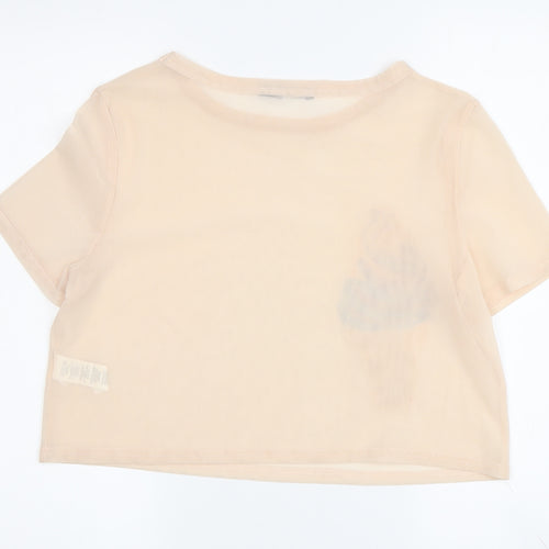 Boohoo Women's Beige Sequin T-Shirt - Size M