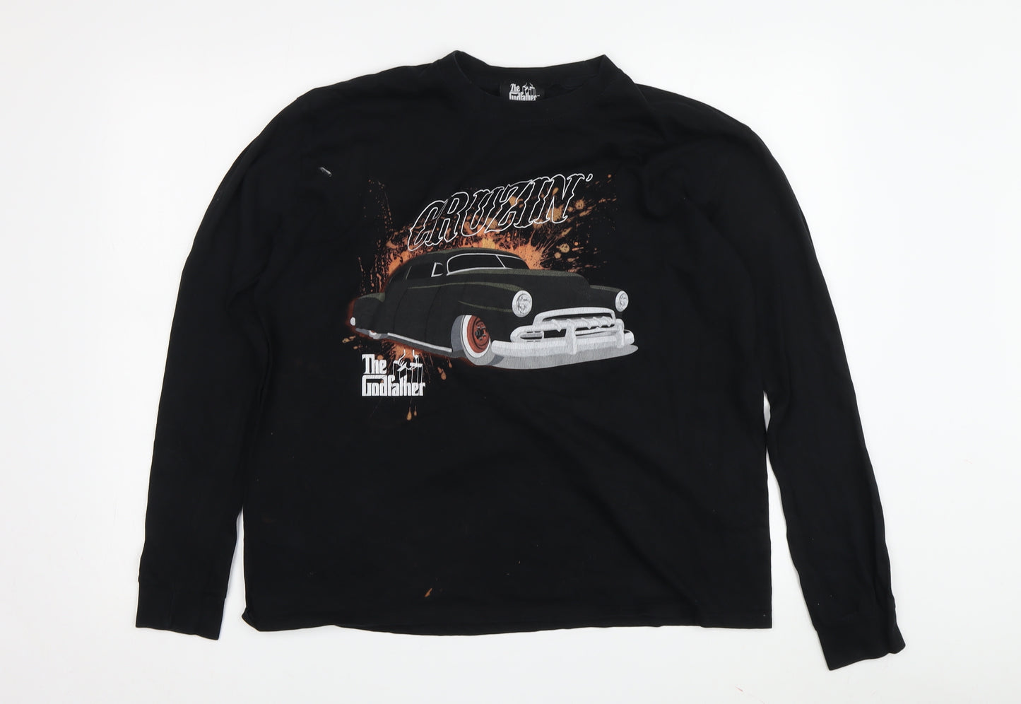 The Godfather Men's Black Long Sleeve Car Graphic T-Shirt Size L