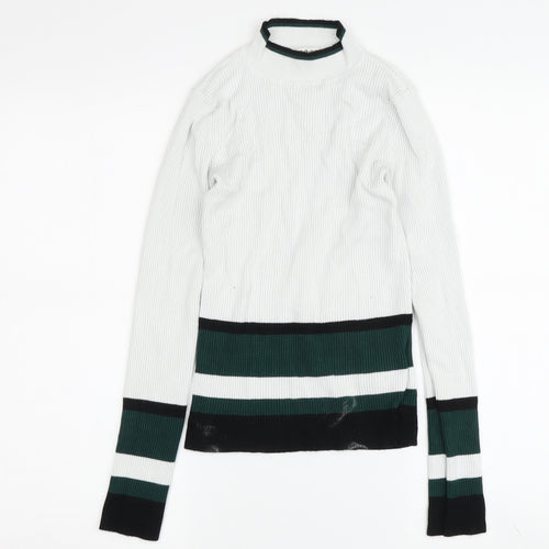 Miss Selfridge Multicoloured Stripe Mock Neck Jumper Size 8