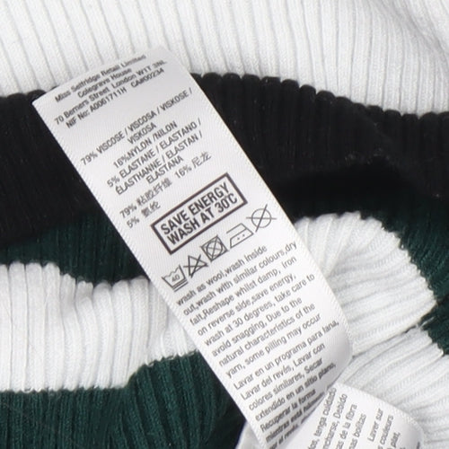 Miss Selfridge Multicoloured Stripe Mock Neck Jumper Size 8