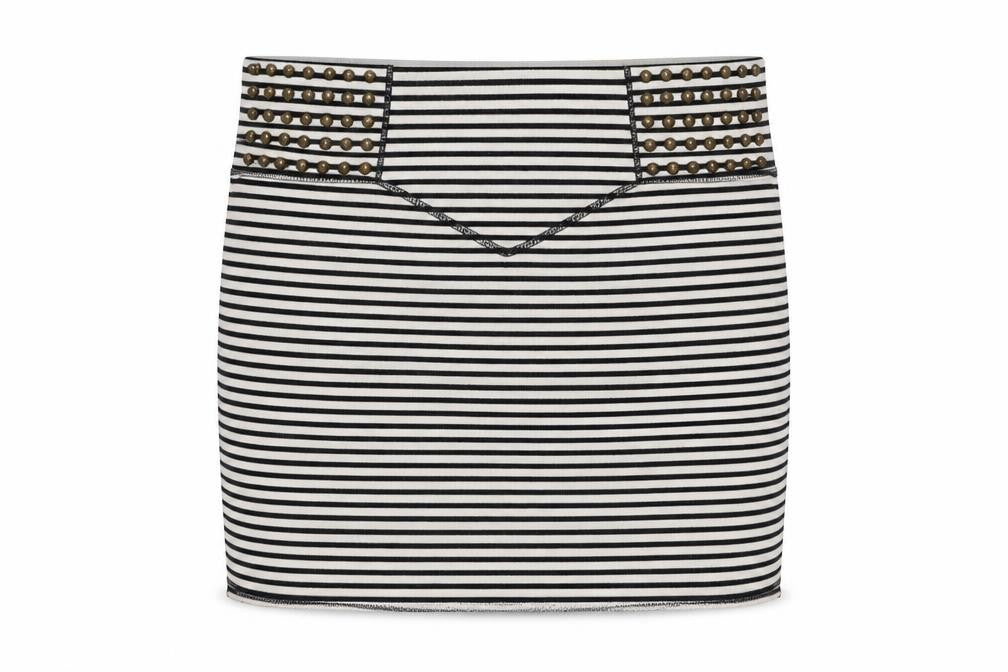 Front view of River Island Striped Short Skirt, Black & White, size 8
