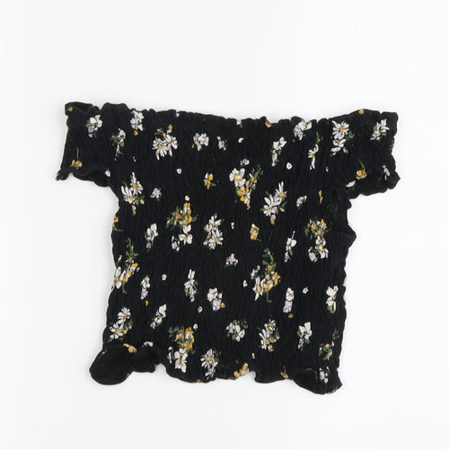 Miss Selfridge Women's Black Floral Tunic Blouse, Size 8