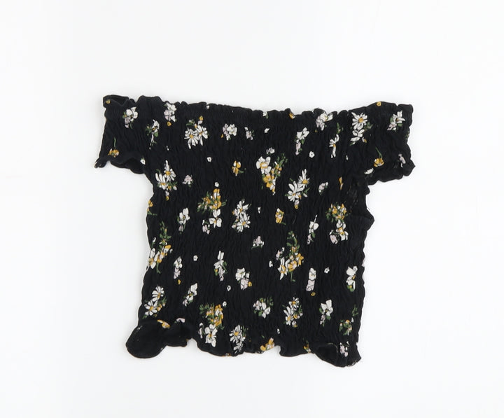 Miss Selfridge Women's Black Floral Tunic Blouse, Size 8