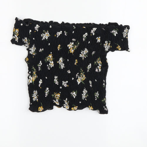 Miss Selfridge Women's Black Floral Tunic Blouse, Size 8