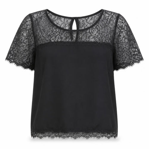 Lipsy Women's Black Camisole Blouse - Size 8, Lace Detail