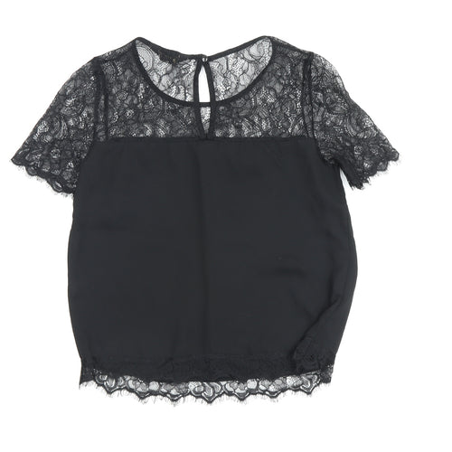 Lipsy Women's Black Camisole Blouse - Size 8, Lace Detail