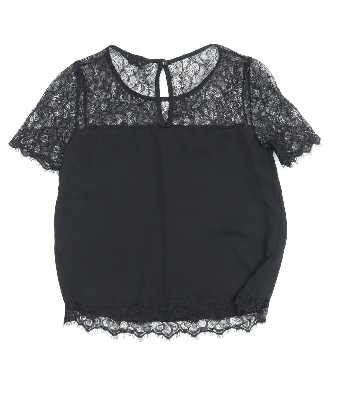 Lipsy Women's Black Camisole Blouse - Size 8, Lace Detail