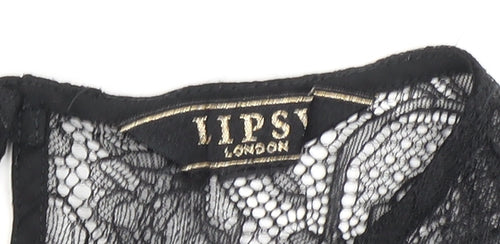 Lipsy Women's Black Camisole Blouse - Size 8, Lace Detail