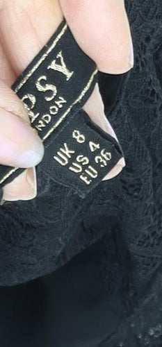Lipsy Women's Black Camisole Blouse - Size 8, Lace Detail