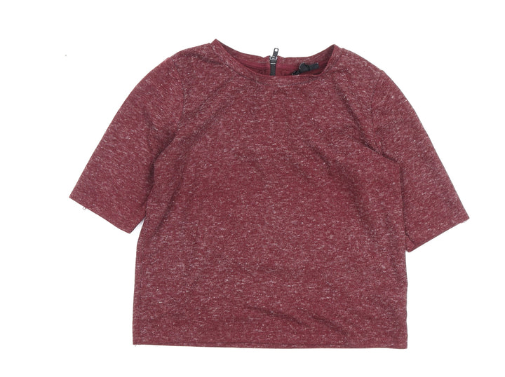Topshop Women's Red Crew Neck T-Shirt Size 6