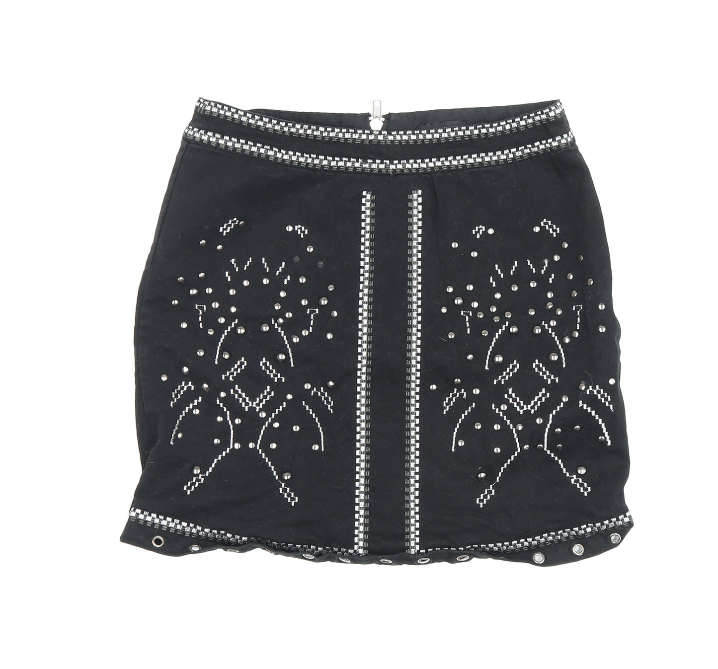 River Island Women's Black Beaded Short Skirt Size 6