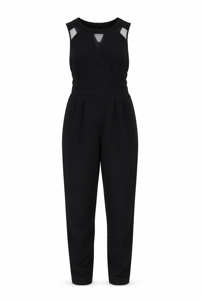 Front view of River Island Women's Black Jumpsuit - S, Sleeveless, Party