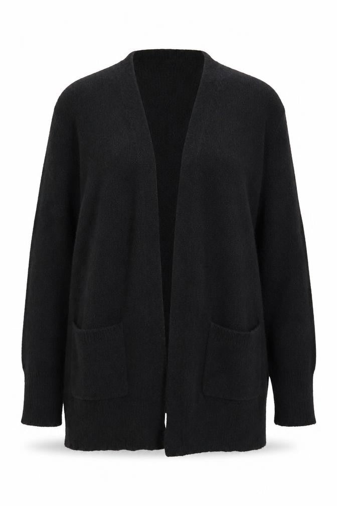 Front view of Madewell Women's Black Cardigan, size M, Classic Style