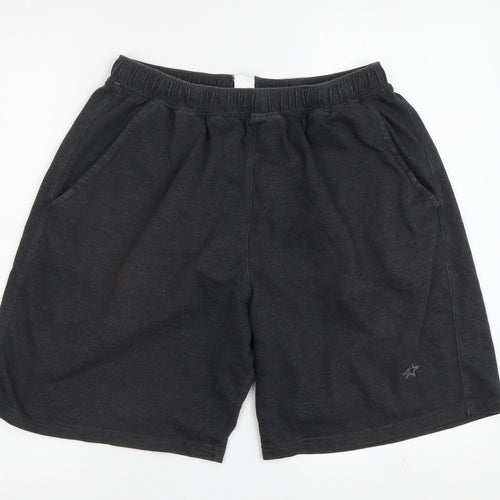 Allstar Men's Black Sweat Shorts, Elastic Waist, Pockets, 2X