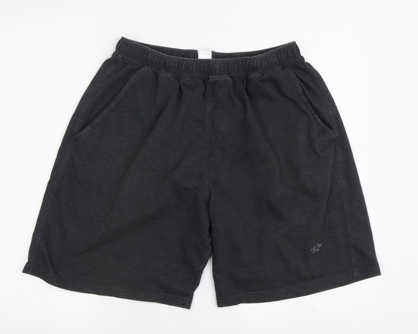 Allstar Men's Black Sweat Shorts, Elastic Waist, Pockets, 2X