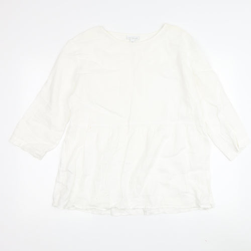 pure jill Women's White Linen Tunic Blouse XS