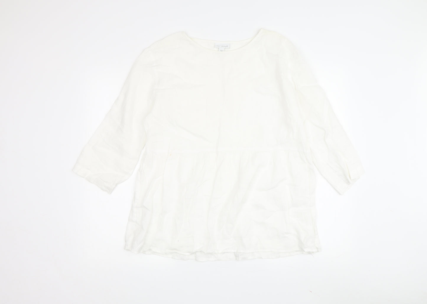 pure jill Women's White Linen Tunic Blouse XS