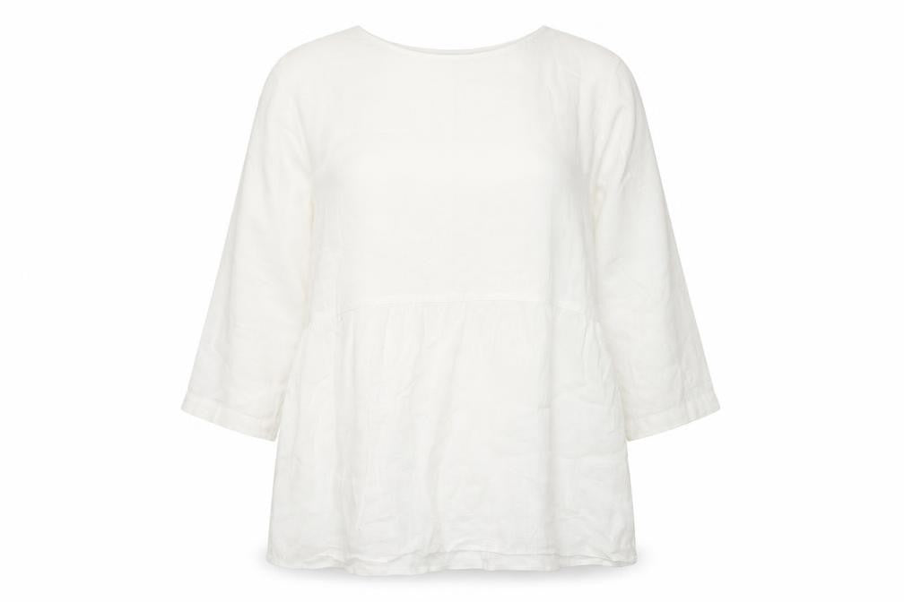 Front view of pure jill Women's White Linen Tunic Blouse XS