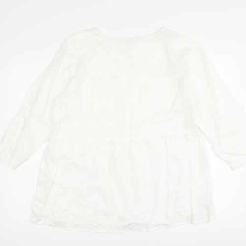 pure jill Women's White Linen Tunic Blouse XS
