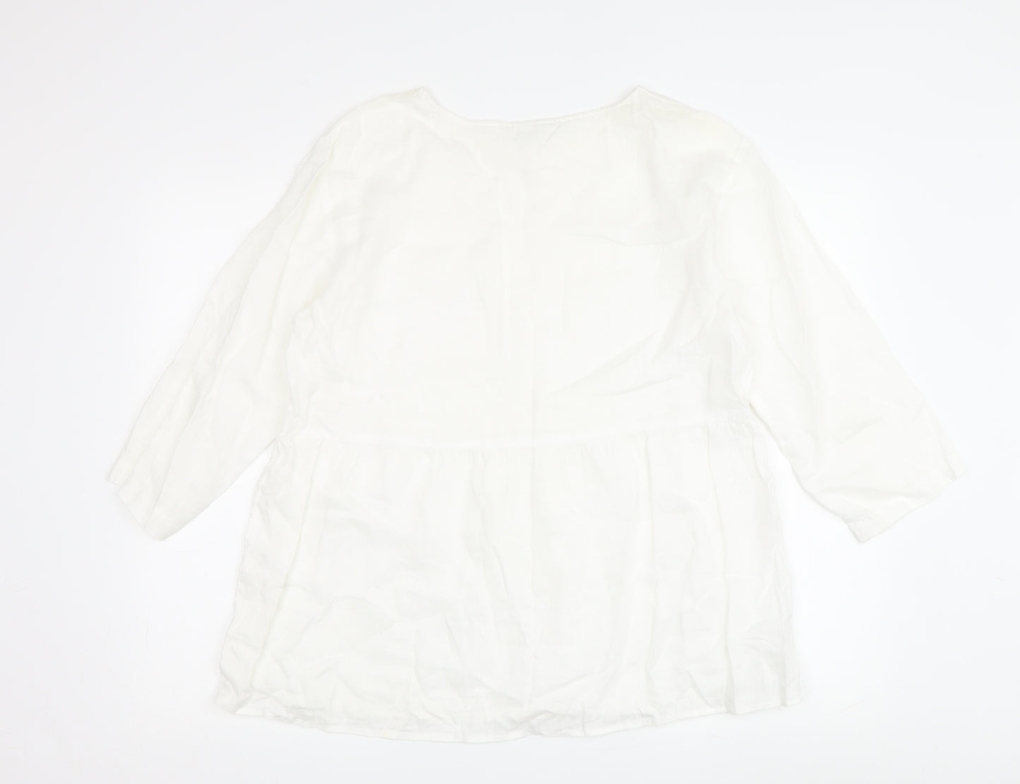 pure jill Women's White Linen Tunic Blouse XS
