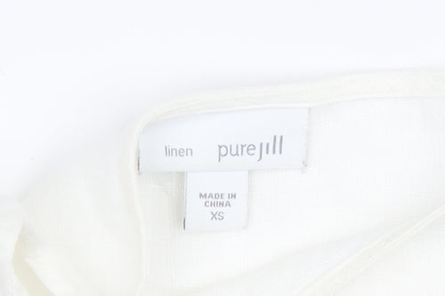 pure jill Women's White Linen Tunic Blouse XS