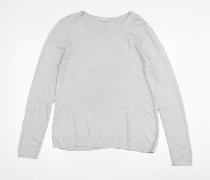 BHS Women's Grey Knit Jumper Size 14 Crew Neck