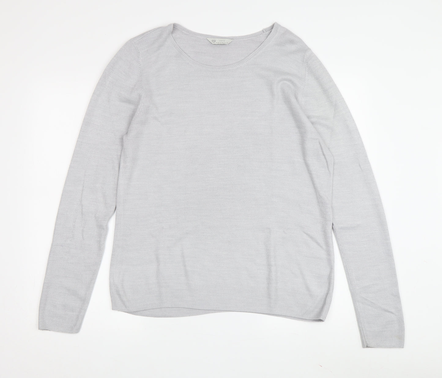 BHS Women's Grey Knit Jumper Size 14 Crew Neck