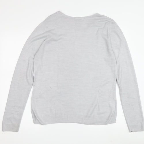 BHS Women's Grey Knit Jumper Size 14 Crew Neck