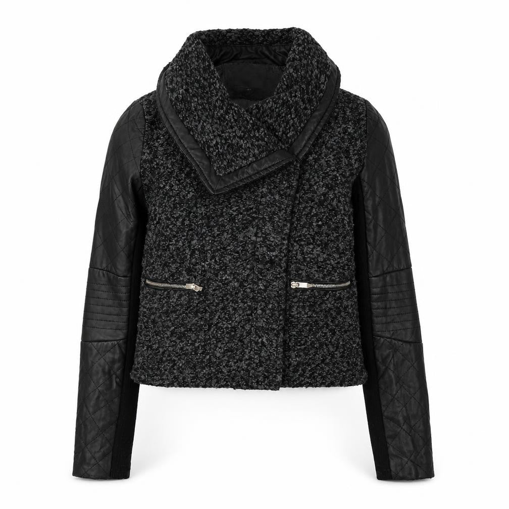 Front view of Orice Style Women’s Quilted Black Biker Jacket S