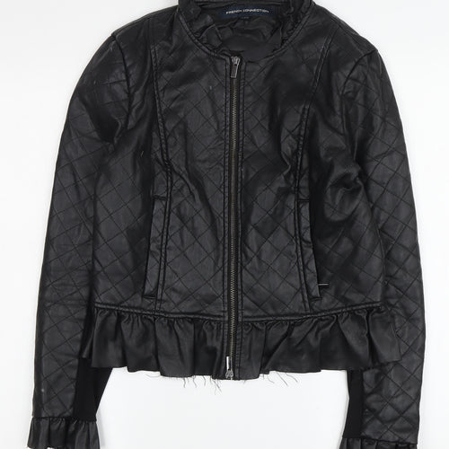 French Connection Women's Black Quilted Jacket Size 10