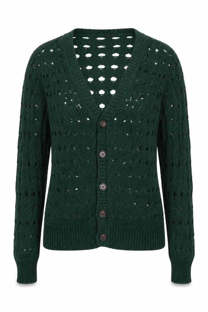 Tony Moro Women’s Green Open-Knit Cardigan M