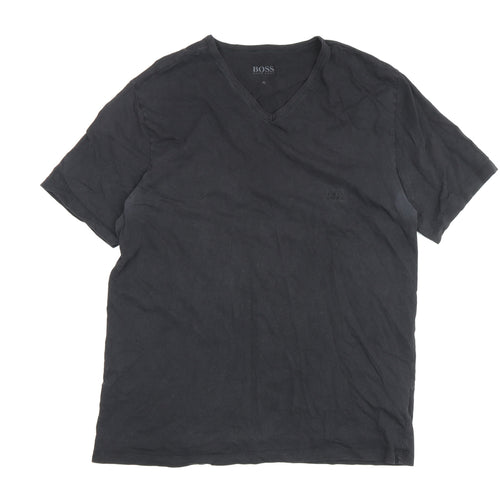 Hugo Boss Men's Black XL V-Neck T-Shirt Cotton