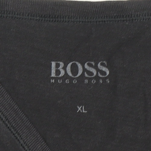 Hugo Boss Men's Black XL V-Neck T-Shirt Cotton