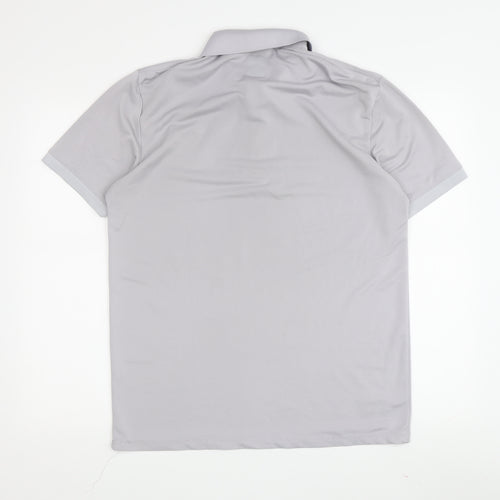 Zara Men's Grey Polo Shirt XL Simple Logo Casual