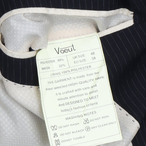 Voeut Men's Black Striped Suit Jacket Size 48