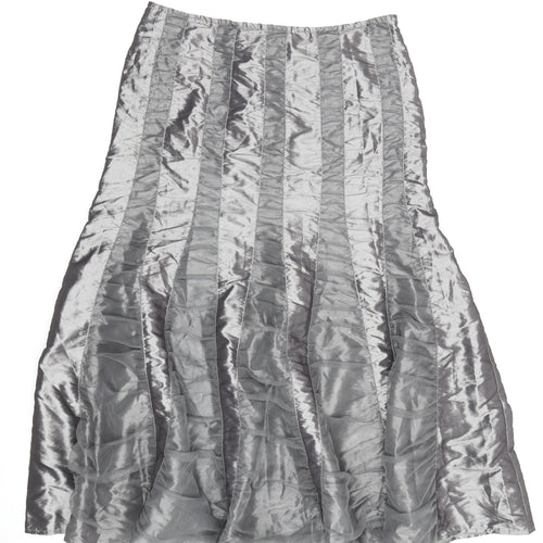 Per Una Women's Silver Flare Midi Skirt Size 14