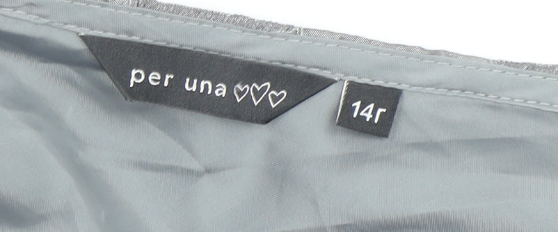 Per Una Women's Silver Flare Midi Skirt Size 14