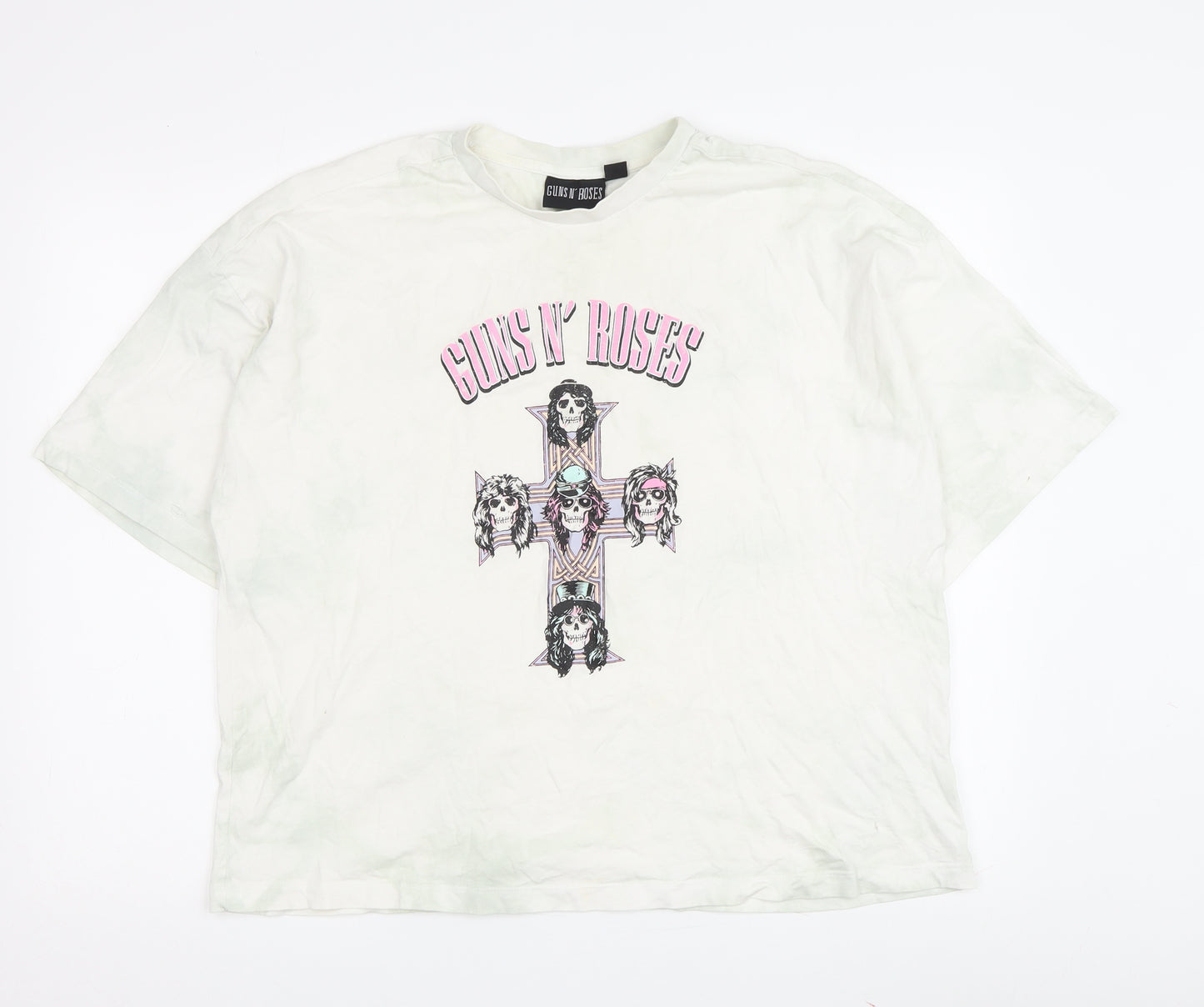 Guns N' Roses Women's White Rock T-Shirt, Short Sleeve